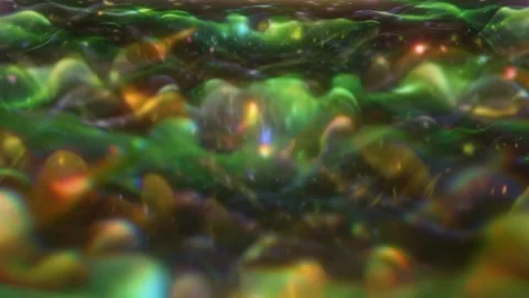 Abstract Green Cosmic Fluid Background With Iridescent Organic Glow 스톡 동영상 332301003