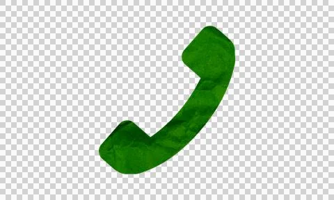 Abstract Green Crumpled Paper Texture Telephone Call Symbol Icon Isolated o.. Stock Illustration