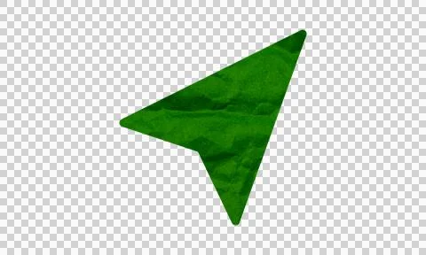Abstract Green Crumpled Paper Texture Navigation Arrow Pointer Symbol Icon .. Stock Illustration