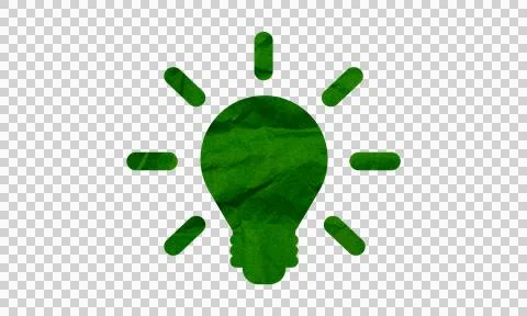 Abstract Green Crumpled Paper Texture Light Bulb Idea Innovation Symbol Ico.. Stock Illustration