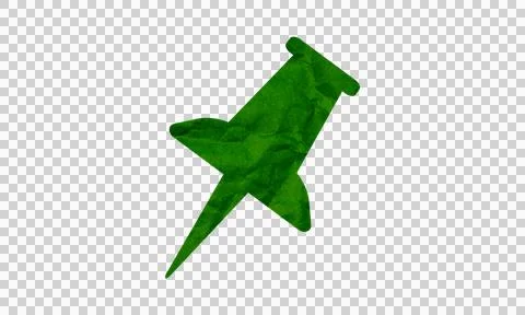 Abstract Green Crumpled Paper Texture Push Pin Office Stationery Symbol Ico.. Stock Illustration