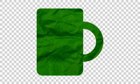 Abstract Green Crumpled Paper Texture Coffee Mug Cup Drink Beverage Symbol .. Stock Illustration