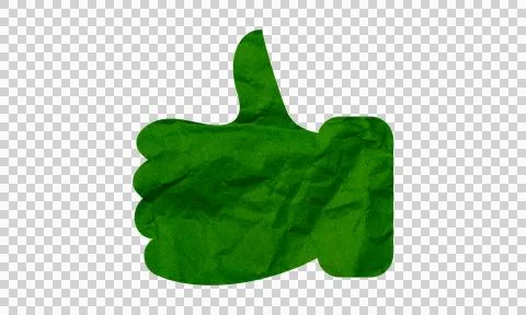 Abstract Green Crumpled Paper Texture Thumbs Up Like Success Social Media S.. Stock Illustration