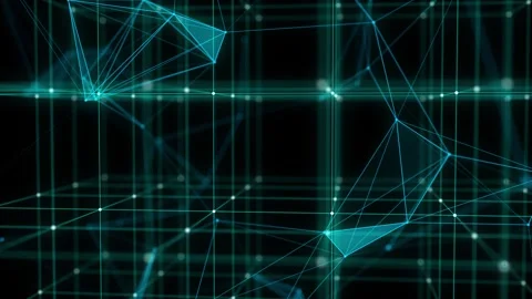 Abstract green cube with particle and line. Technology network connection. Stock-Footage 254343885