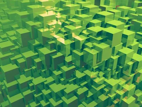 Abstract green cubes. 3d illustration. Stock Illustration