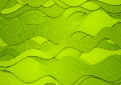Abstract green curved waves, vector lines Stock Illustration