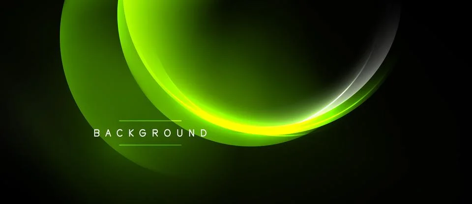 Abstract green curves over black background. Modern design, smooth gradients, Stockillustratie