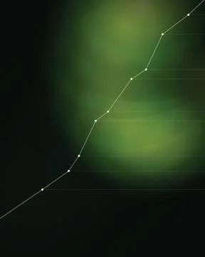 Abstract green data line graph on dark background, suitable for business an.. Иллюстрация