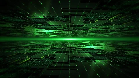 Abstract Green Data Tunnel Technology Grid Digital Background, Futuristic green Stock Footage 341899229