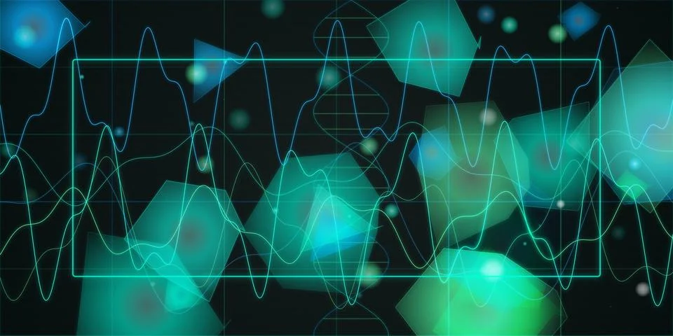 Abstract green data visualization with grid overlay Illustrazione stock