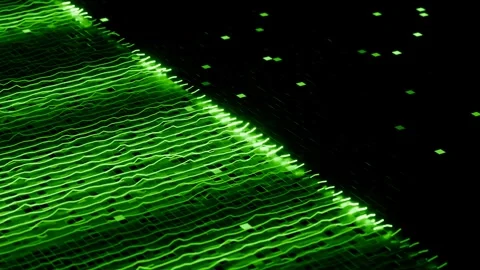 Abstract Green Data Waves and Digital Particles Background - Futuristic Loop Stock Footage 327465813