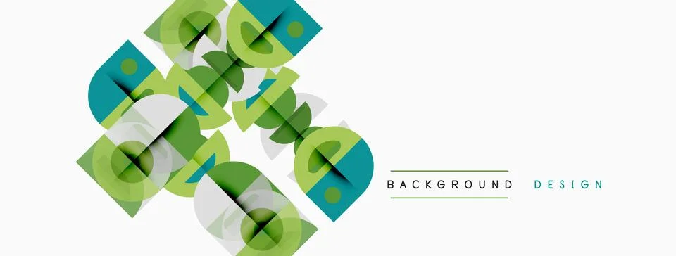 Abstract green design elements overlap white surface. Modern pattern creates Stock Illustration