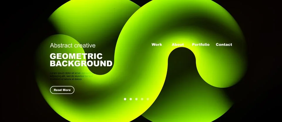 Abstract green design features flowing shapes, text elements, navigation op.. Illustrazione stock