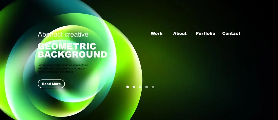 Abstract green design features flowing shapes, text, navigation menu. Modern Stock Illustration