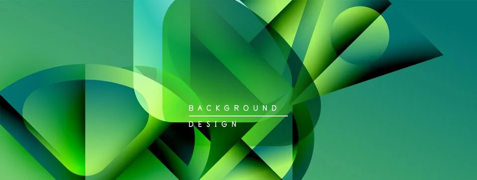 Abstract green design features overlapping shapes, gradients. Modern aesthetic, Stock Illustration