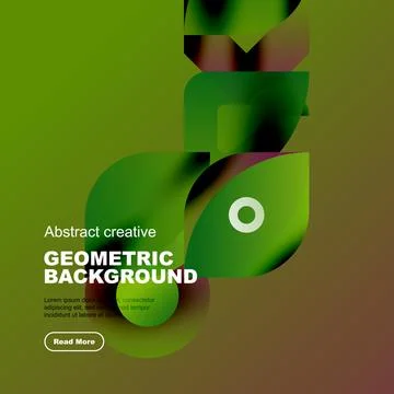 Abstract green design features overlapping geometric shapes. Text promotes イラスト素材