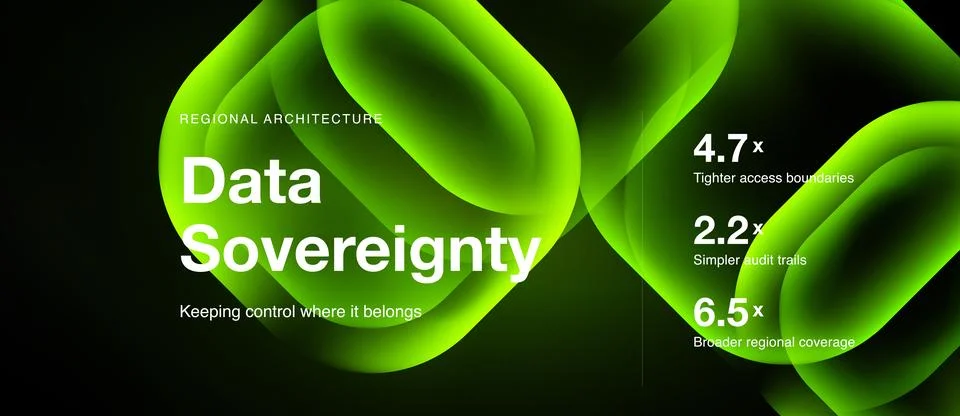 Abstract green design highlights data sovereignty concept. Numbers indicate Stock Illustration