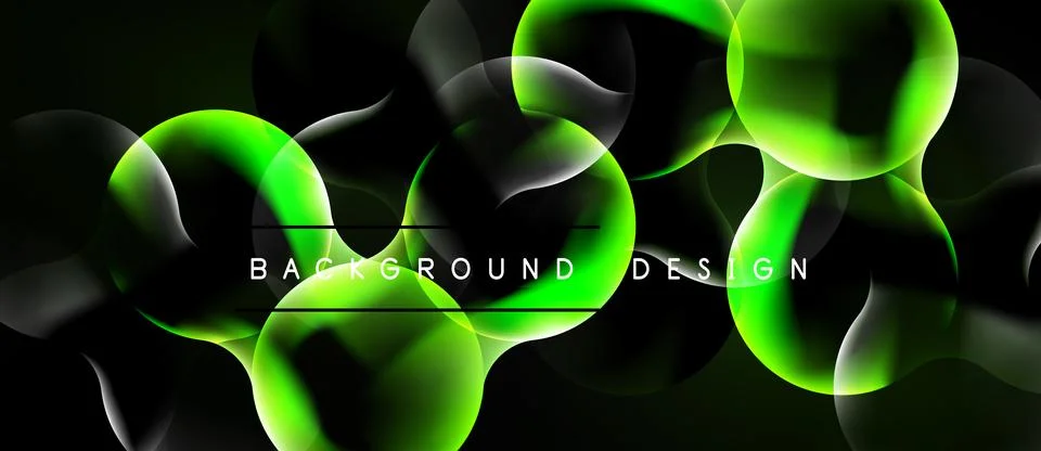Abstract green design. Overlapping circles create dynamic visual effect. Dark Stock Illustration