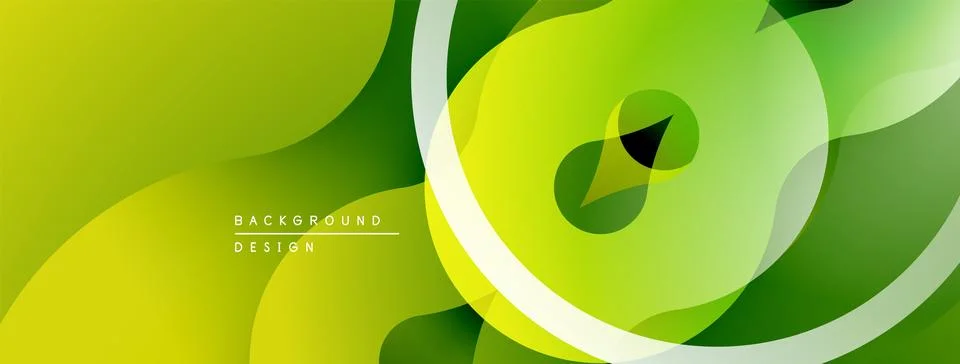 Abstract green design. Overlapping layers create dynamic flow, smooth gradients, Stock Illustration