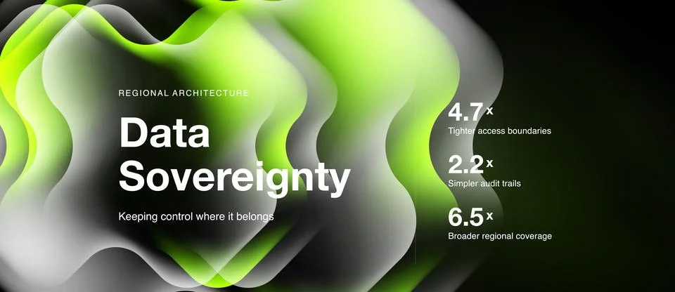 Abstract green design promotes data sovereignty concept. Numbers highlight Stock Illustration