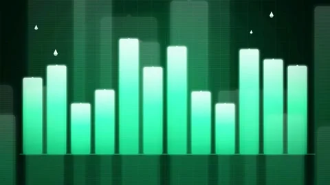 Abstract Green Digital Audio Equalizer Spectrum with Animated Sound Wave Bars Видео 343446586