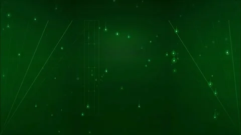 Abstract Green Digital Background with Floating Data Particles and Glowing Stock Footage 336780826
