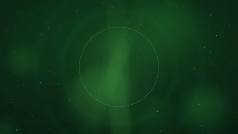Abstract Green Digital Background with Glowing Concentric Circles and Floating Video stock 345430291