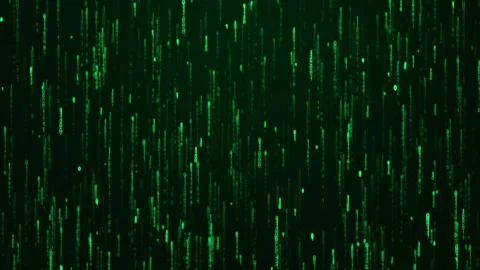Abstract green digital binary code matrix rain, symbolizing data, cybersecuri Stock Footage 348620846