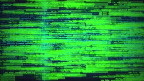 Abstract Green Digital Code Glitch Background, Futuristic Technology Data S.. Stock Footage 348414964