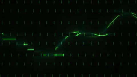 Abstract Green Digital Data Flow on Dark Grid Background. Stock Footage 333916054