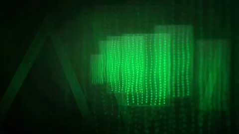 Abstract green digital data stream with falling binary code and glowing matrix Stock Footage 336777743