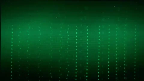 Abstract Green Digital Data Stream with Glowing Binary Code Particles on Dark Stock Footage 339322929
