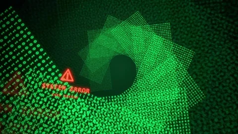 Abstract Green Digital Data Stream Swirling in a Cyber Space with Binary Code Video stock 343161459