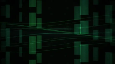 Abstract green digital data stream background with glowing blocks and tech .. Stock Footage 346342376