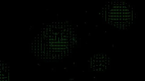 Abstract Green Digital Glitch Data Stream on Black Background Stock Footage 336776161