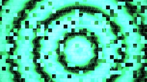 Abstract Green Digital Glitch Effect with Concentric Circles. Stock Footage 334482978