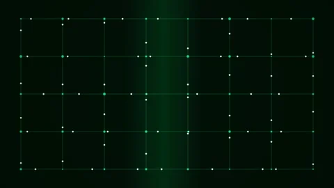 Abstract Green Digital Grid with Moving Particles and Lines Video stock 347963517