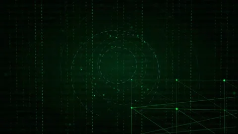 Abstract Green Digital HUD Interface with Glowing Connection Lines and Data Stock Footage 339324197