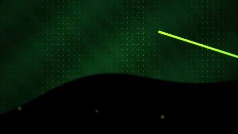 Abstract Green Digital Landscape with Glowing Lines and Dots. Stock Footage 334483080