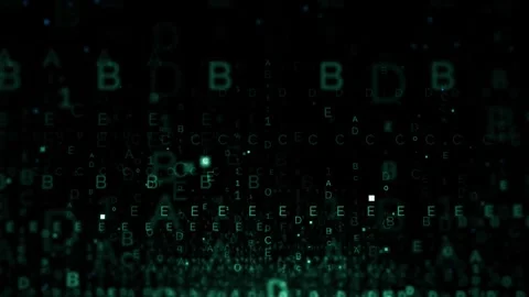 Abstract Green Digital Matrix of Alphanumeric Code in Darkness Stock Footage 339052113