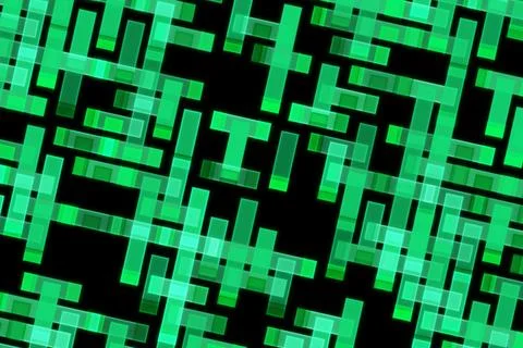 Abstract green digital maze pattern with black background イラスト素材