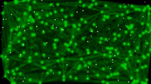 Abstract green digital network connecting glowing data nodes background Stock Footage 336882955