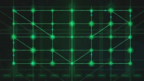 Abstract Green Digital Network Connection with Glowing Nodes and Geometric Stock Footage 339316811