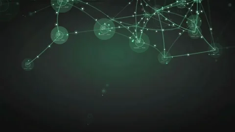 Abstract Green Digital Network Connection with Glowing Nodes and Lines on Dark Stock Footage 339317624