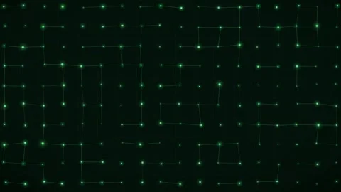 Abstract Green Digital Network Connection with Glowing Nodes and Lines on Black Stock Footage 346210271