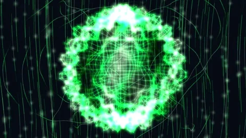 Abstract green digital network pulsating with light and data streams Stock Footage 340108033