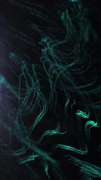 Abstract Green Digital Particle Waves Background Dark Technology 库存插图