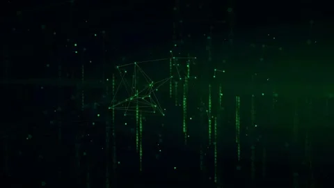 Abstract Green Digital Plexus Network with Floating Particles and Data Streams Stock Footage 339322215