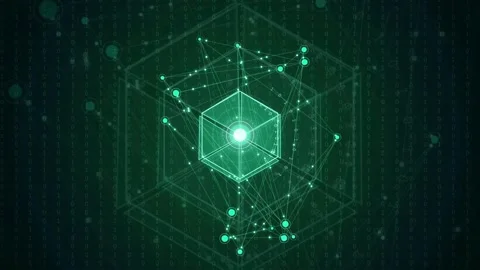 Abstract Green Digital Plexus Network with Glowing Hexagonal Geometric Shapes Stock Footage 341834264