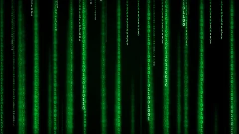 Abstract Green Digital Rain Code Falling Down on Black Background. 库存影片 336619822